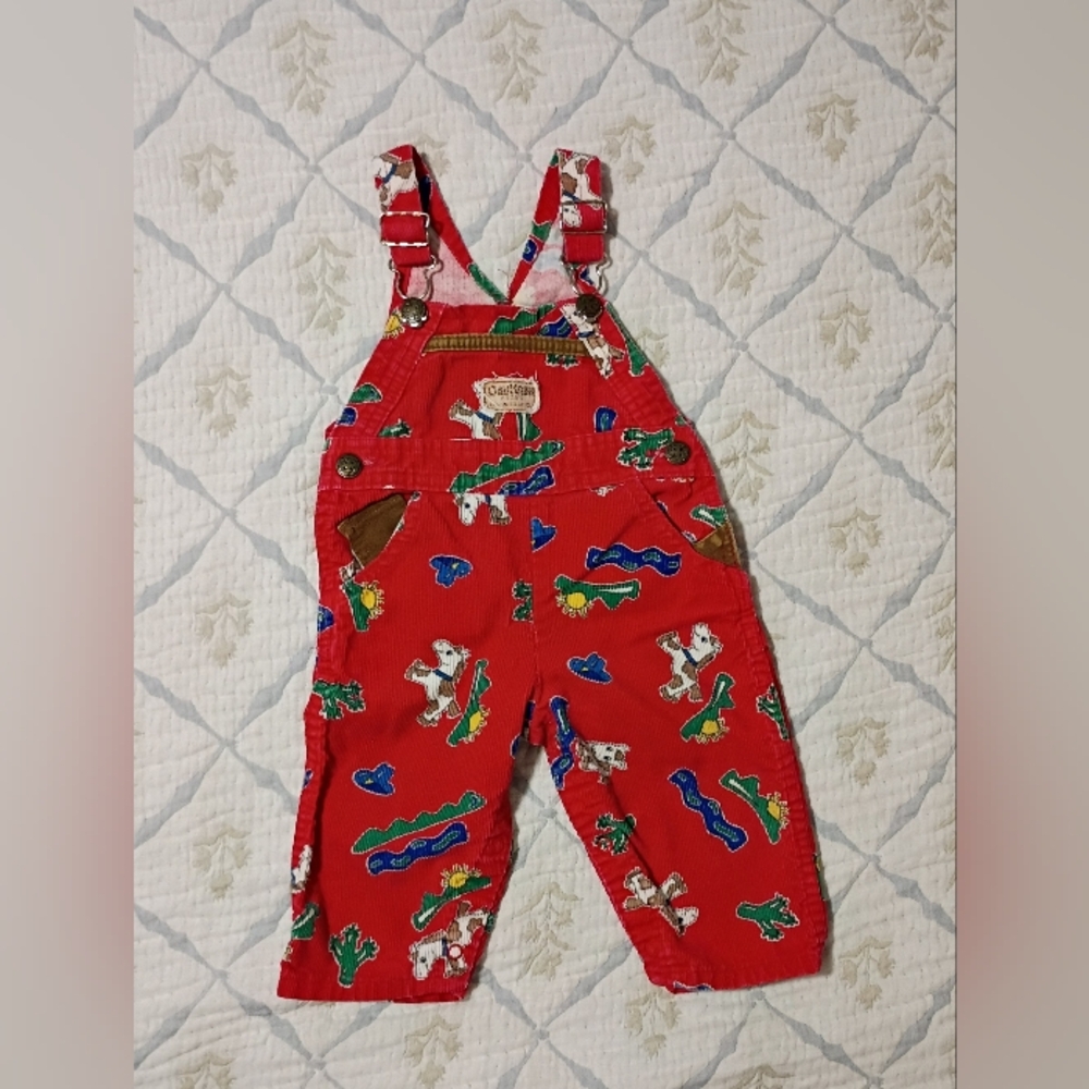 Vintage Oshkosh Corduroy Horsey Overalls 6/9 Months